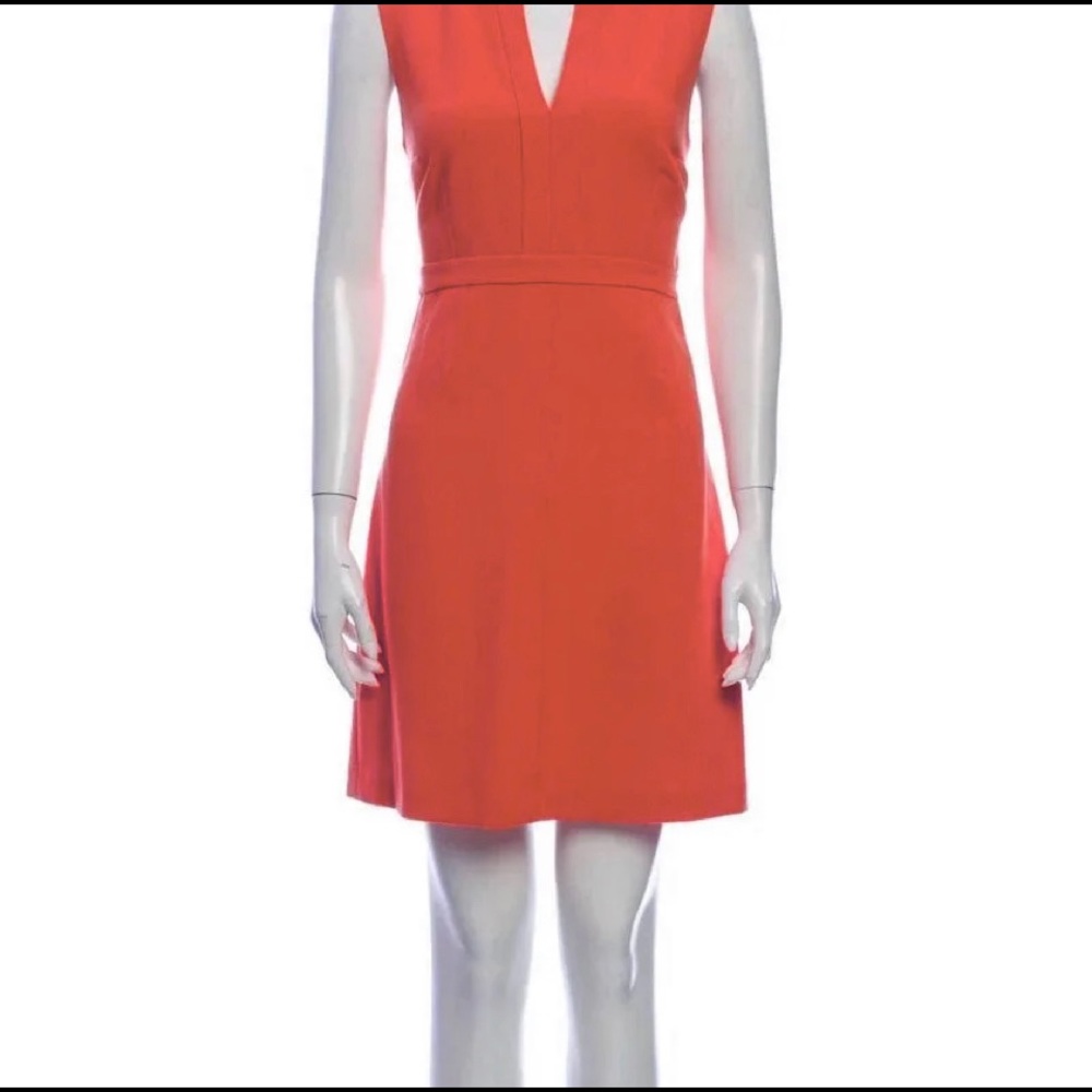 Diane Von Furstenberg orange sheath v neck dress